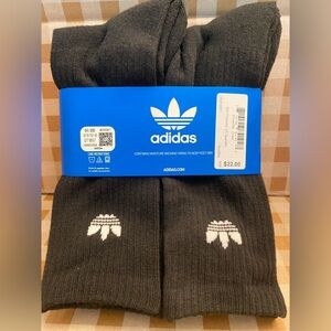Adidas 6 Pair Pack Original Trefoil Athletic Moisture Wicking Crew Socks Black